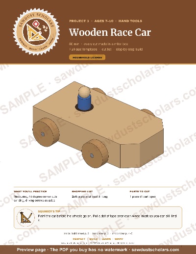 Wooden Race Car, sample page 1